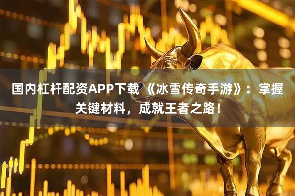 国内杠杆配资APP下载 《冰雪传奇手游》：掌握关键材料，成就王者之路！